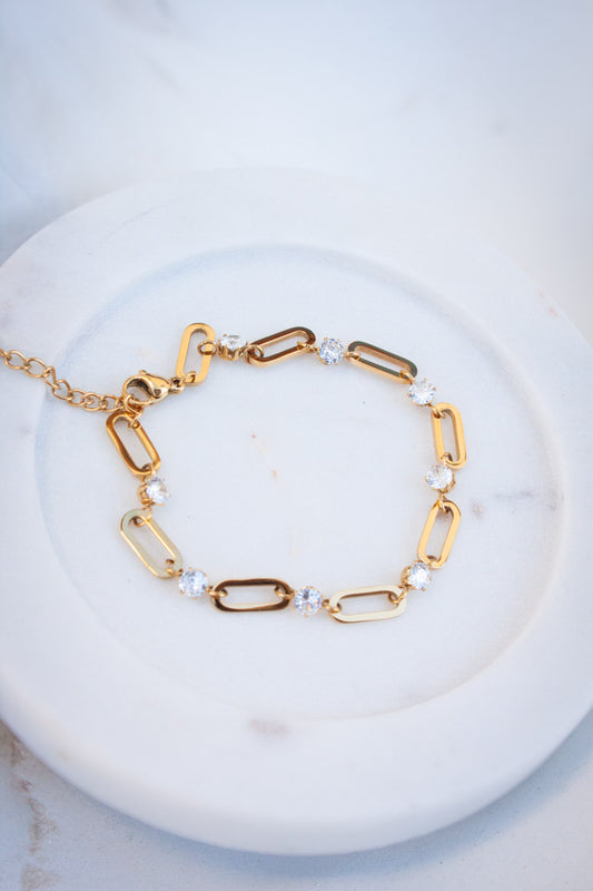 Crystal Link Bracelet - Gold
