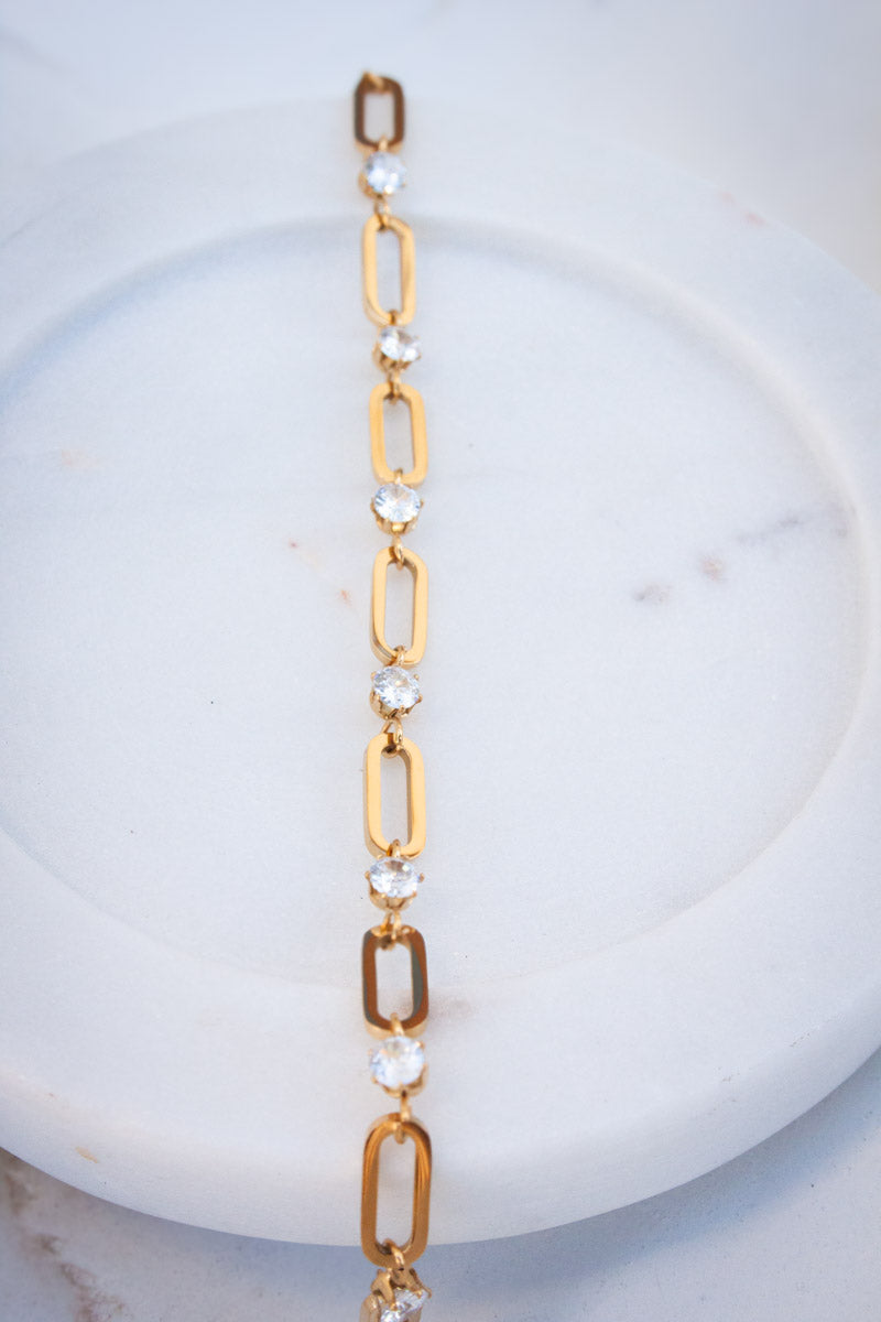 Crystal Link Bracelet - Gold