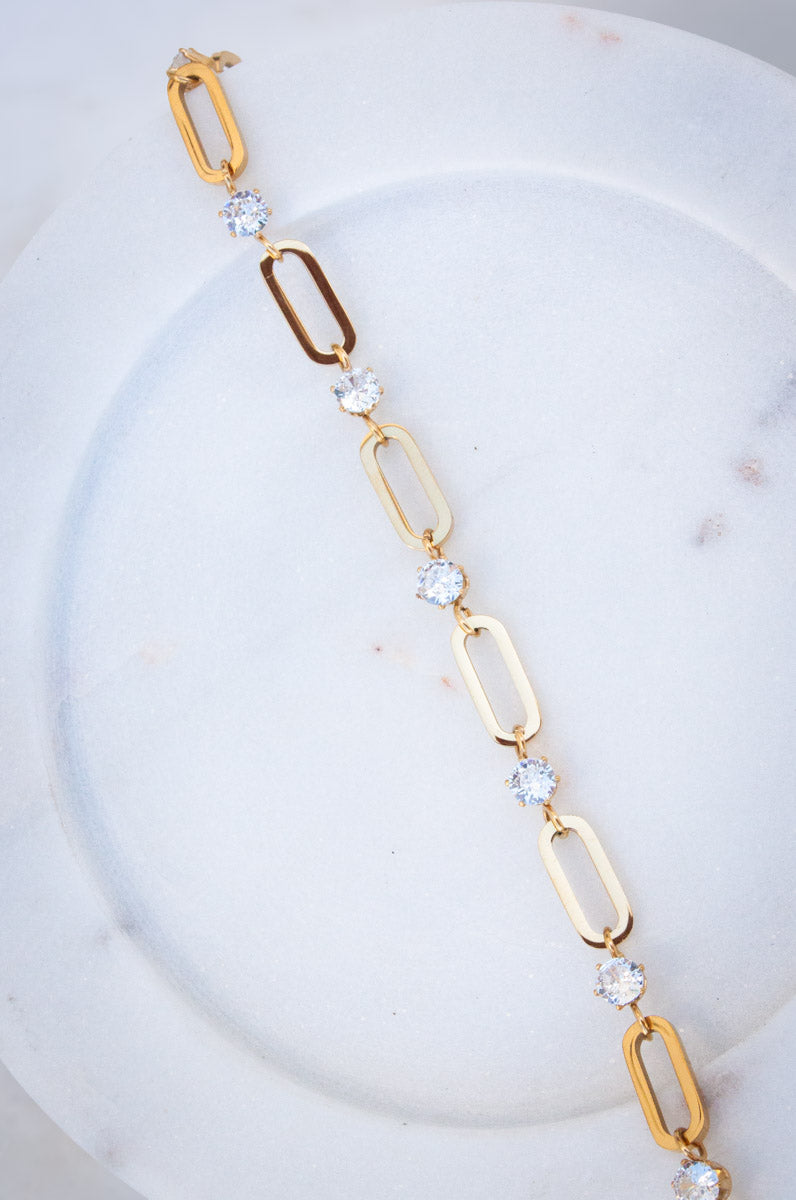 Crystal Link Bracelet - Gold