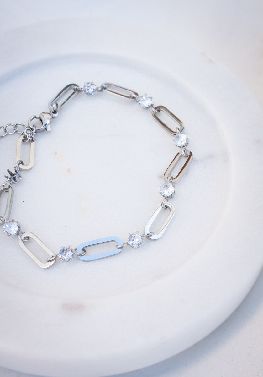 Crystal Link Bracelet - Silver