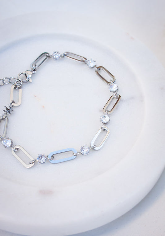 Crystal Link Bracelet - Silver