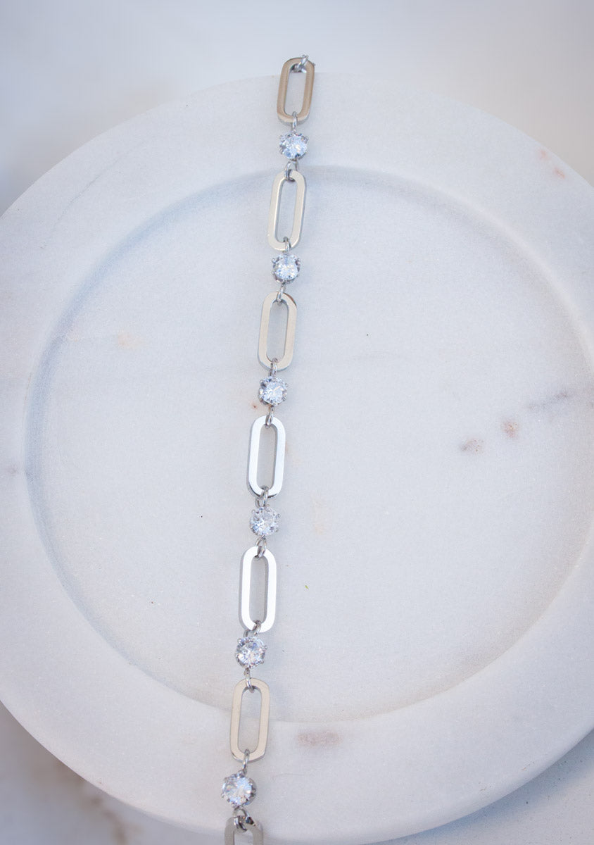 Crystal Link Bracelet - Silver