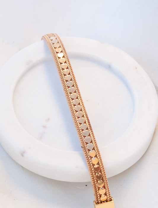Linked Disc and Chain Magnetic Bracelet - Caramel Gold