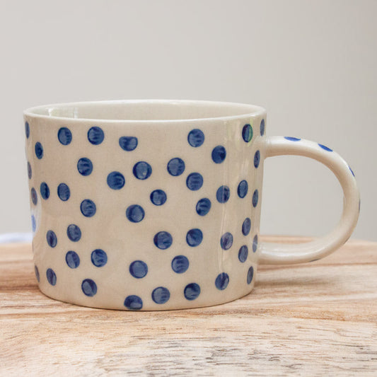 Stoneware Spotty Mug - Blue