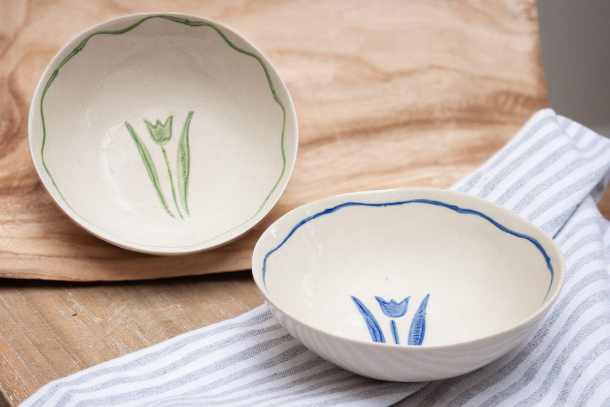 Stoneware Mini Tulip Bowl - Blue