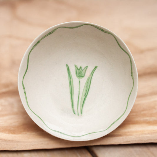 Stoneware Mini Tulip Bowl - Green