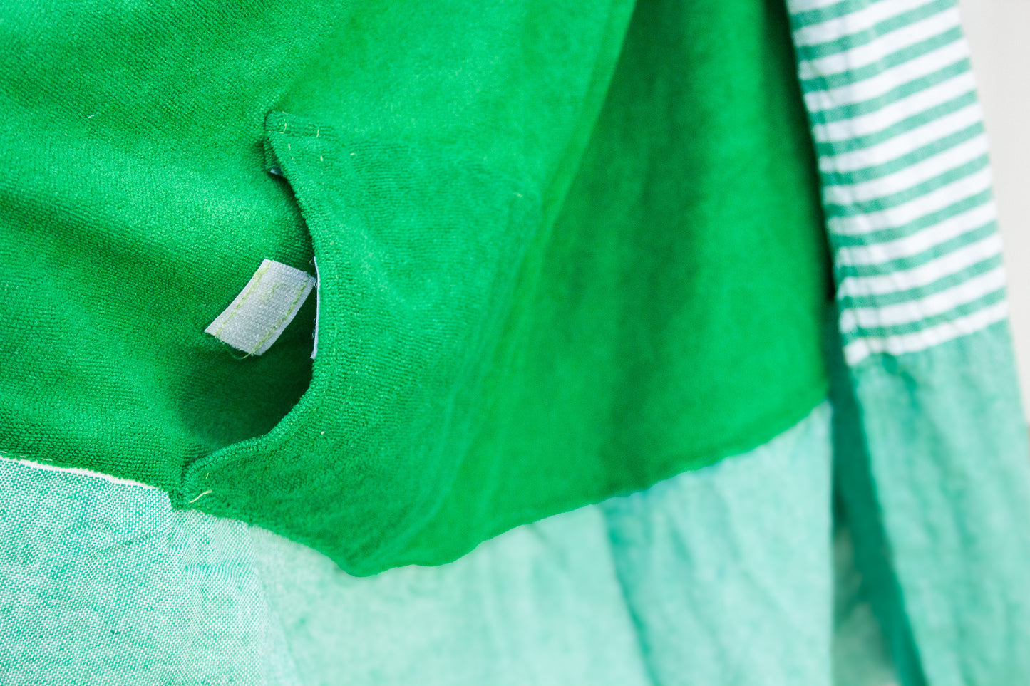Green Striped Spa Towel (with pocket)