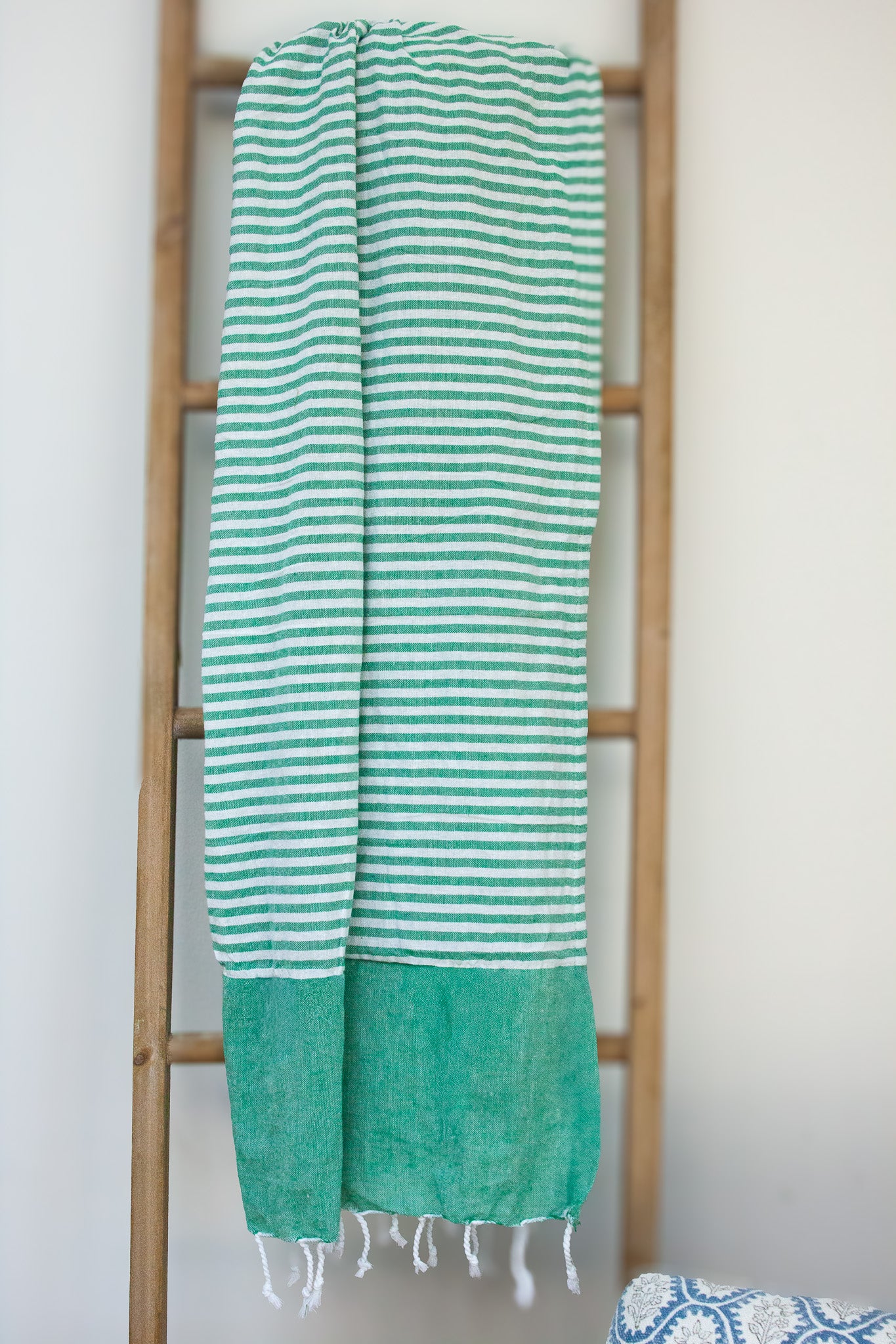 Green Striped Spa Towel (with pocket)