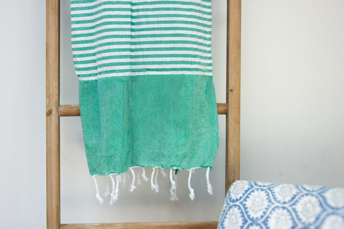 Green Striped Spa Towel (with pocket)