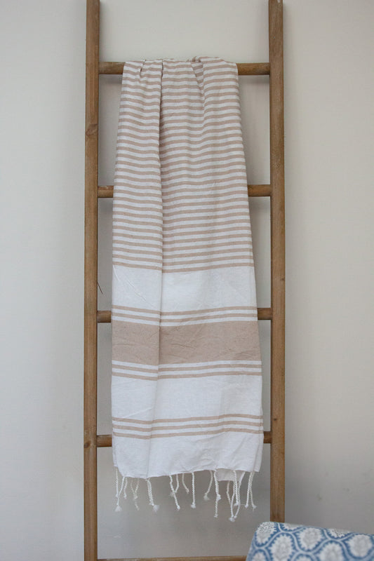 Beige Hammam Stripe Spa Towel
