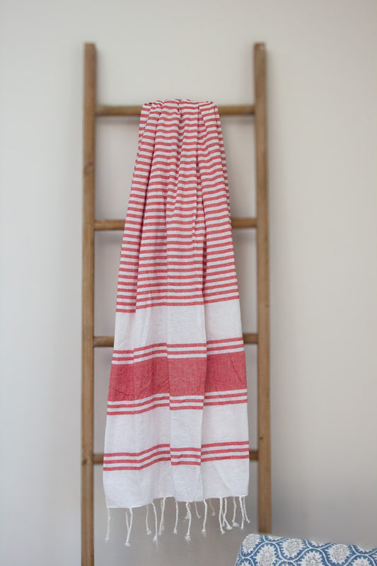 Red Hammam Stripe Spa Towel