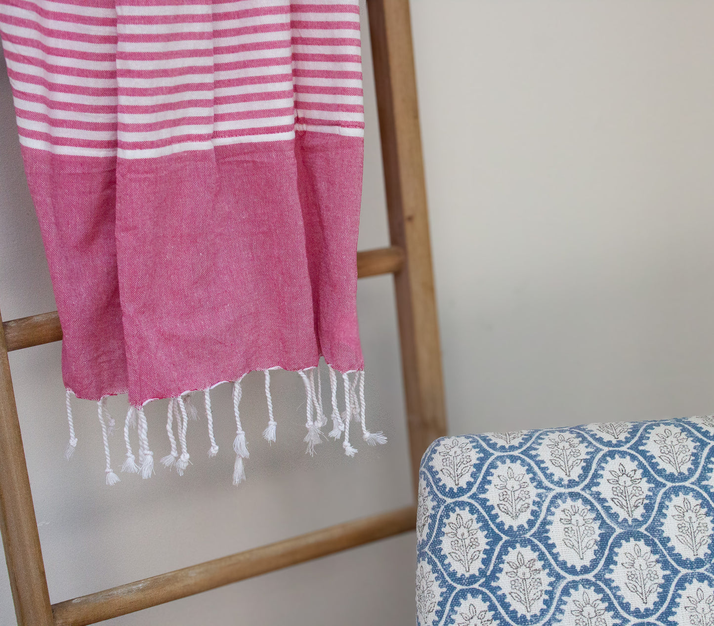 Pink Striped Spa Towel (with pocket)