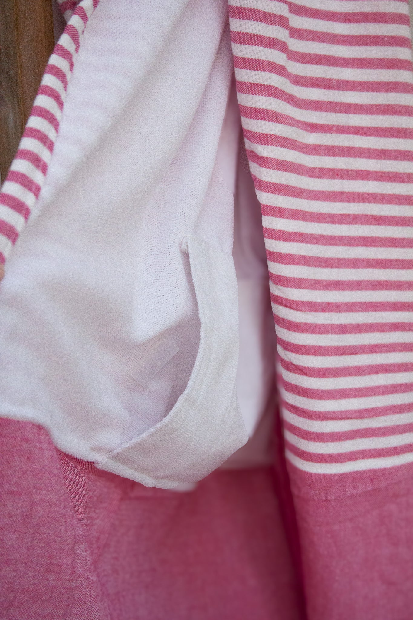 Pink Striped Spa Towel (with pocket)