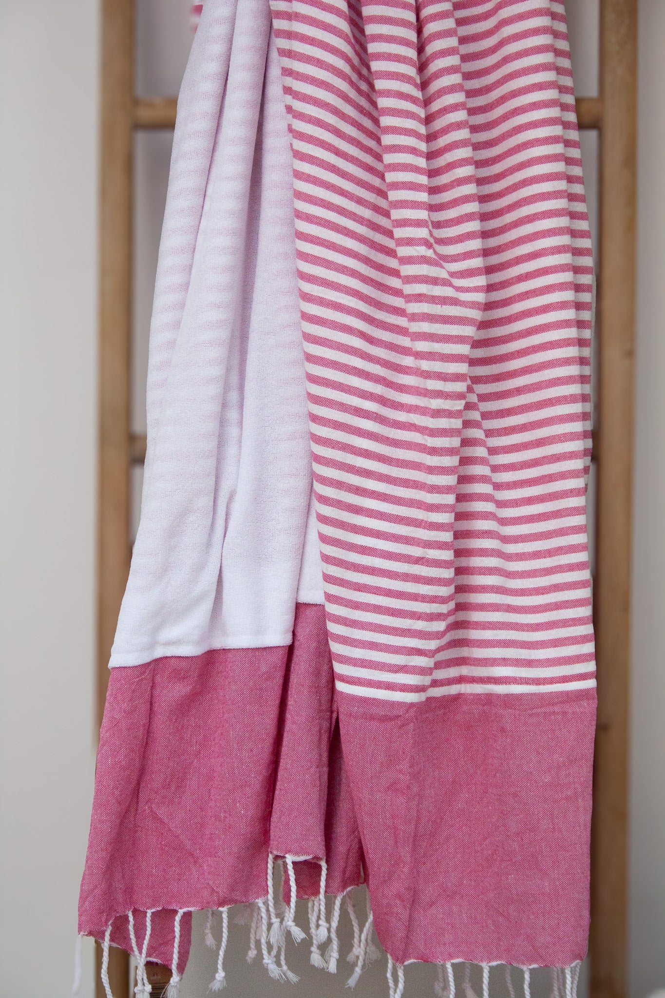 Pink Striped Spa Towel (with pocket)