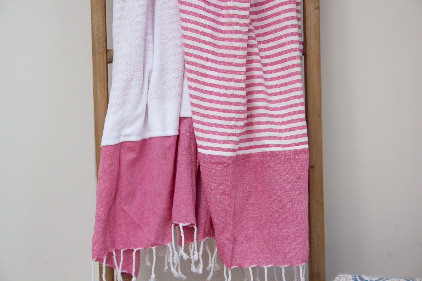 Pink Striped Spa Towel (with pocket)