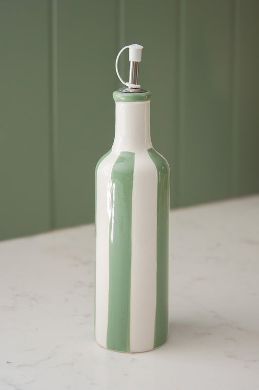 Green Striped Ceramic Oil Decanter
