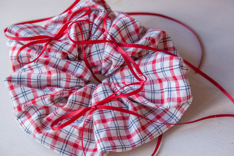 Oversized Red Plaid Ribbon Hair Scrunchie