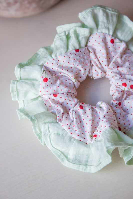 Cherry & Polka Dot Hair Scrunchie