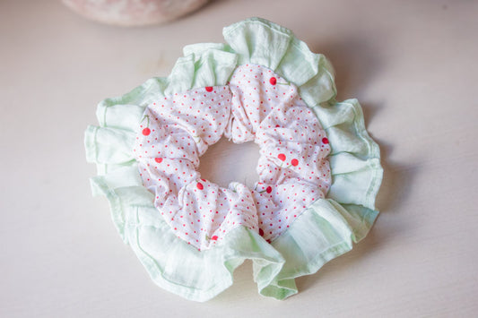 Cherry & Polka Dot Hair Scrunchie