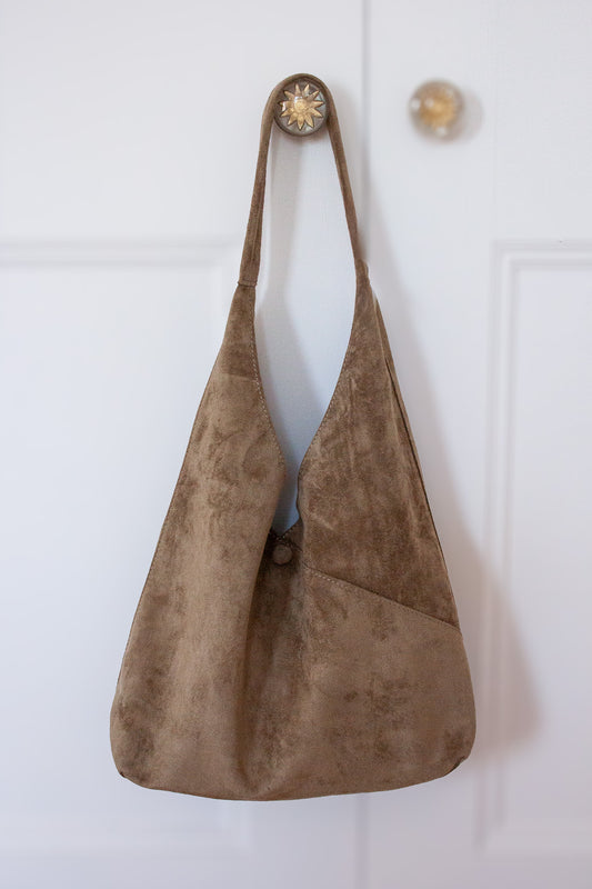 Faux Suede Hobo Bag - Moss