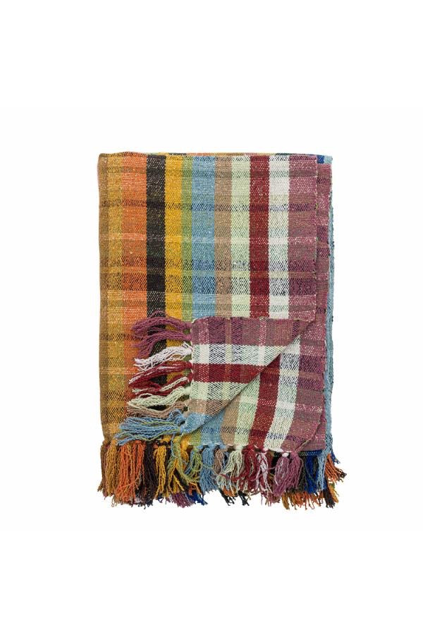 Rainbow Striped Cotton Throw & Colourful Picnic Blanket