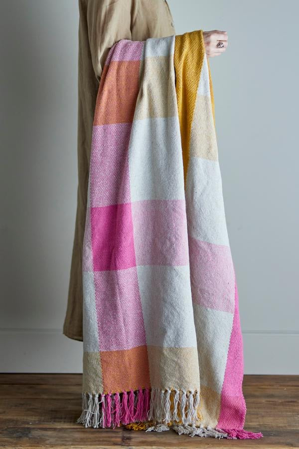 Pastel Check Cotton Throw & Picnic Blanket