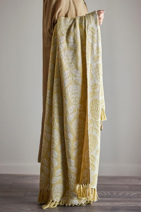 Yellow Floral Cotton Throw & Picnic Blanket