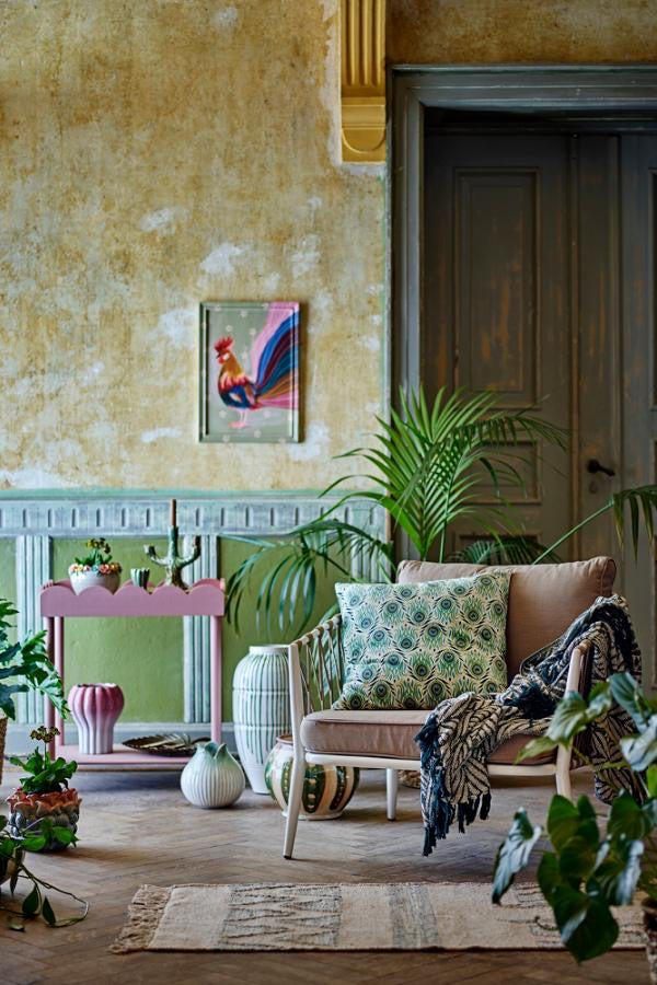 Green Botanical Cotton Throw & Picnic Blanket