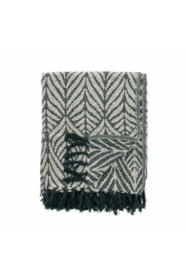 Green Botanical Cotton Throw & Picnic Blanket