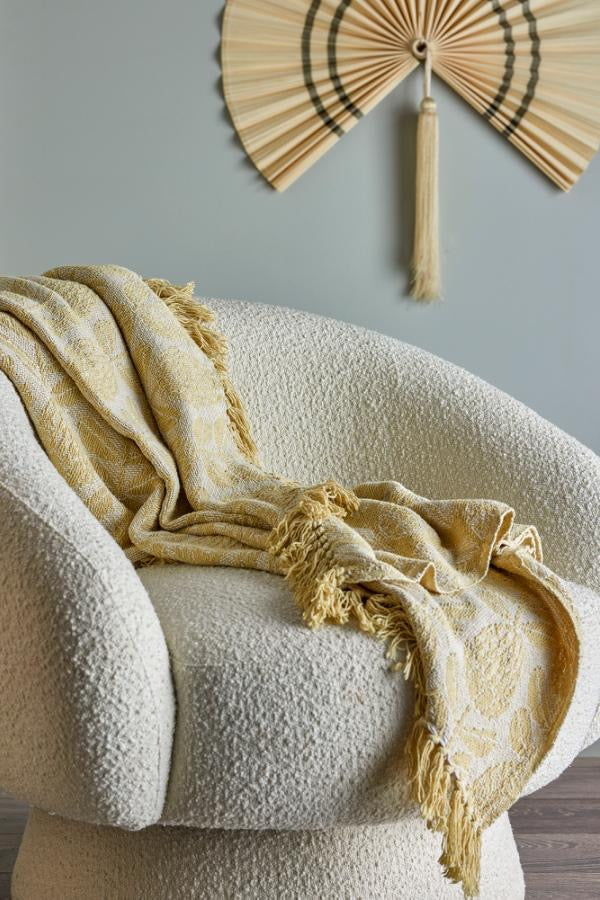 Yellow Floral Cotton Throw & Picnic Blanket