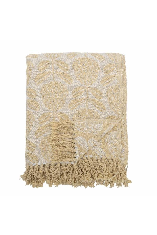 Yellow Floral Cotton Throw & Picnic Blanket