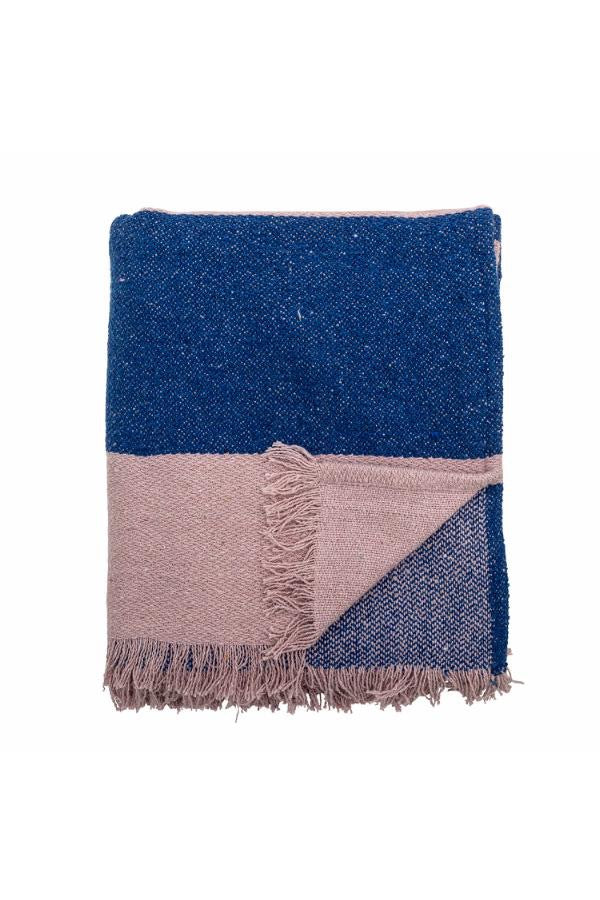 Blue and Pink Striped Cotton Throw & Picnic Blanket