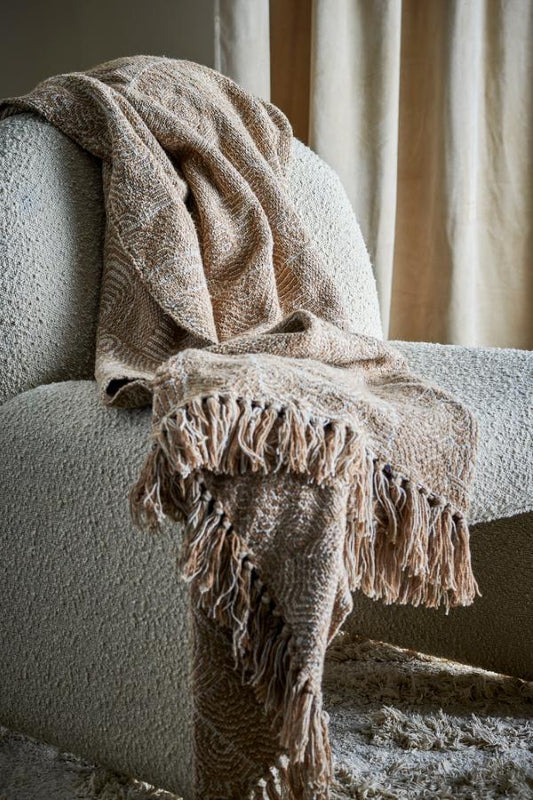 Natural Woven Cotton Throw & Neutral Picnic Blanket
