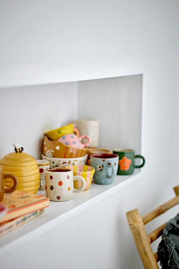 Addy Espresso Cup, Stoneware - Green Floral