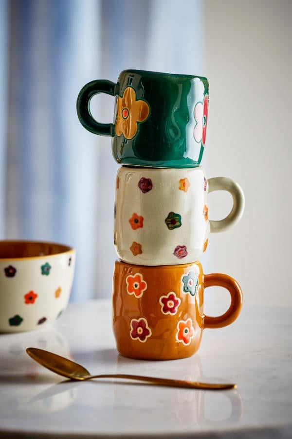 Addy Espresso Cup, Stoneware - White Floral