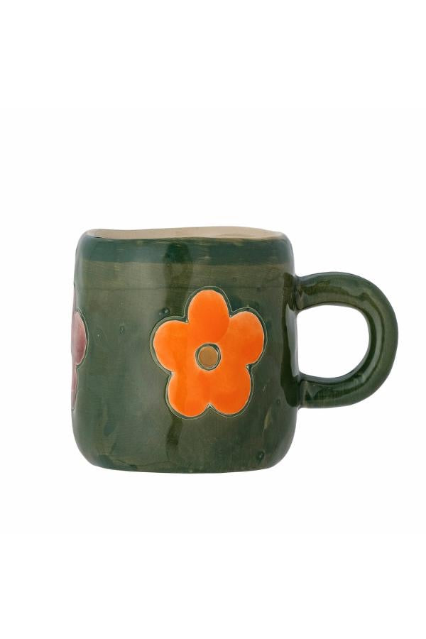 Addy Espresso Cup, Stoneware - Green Floral