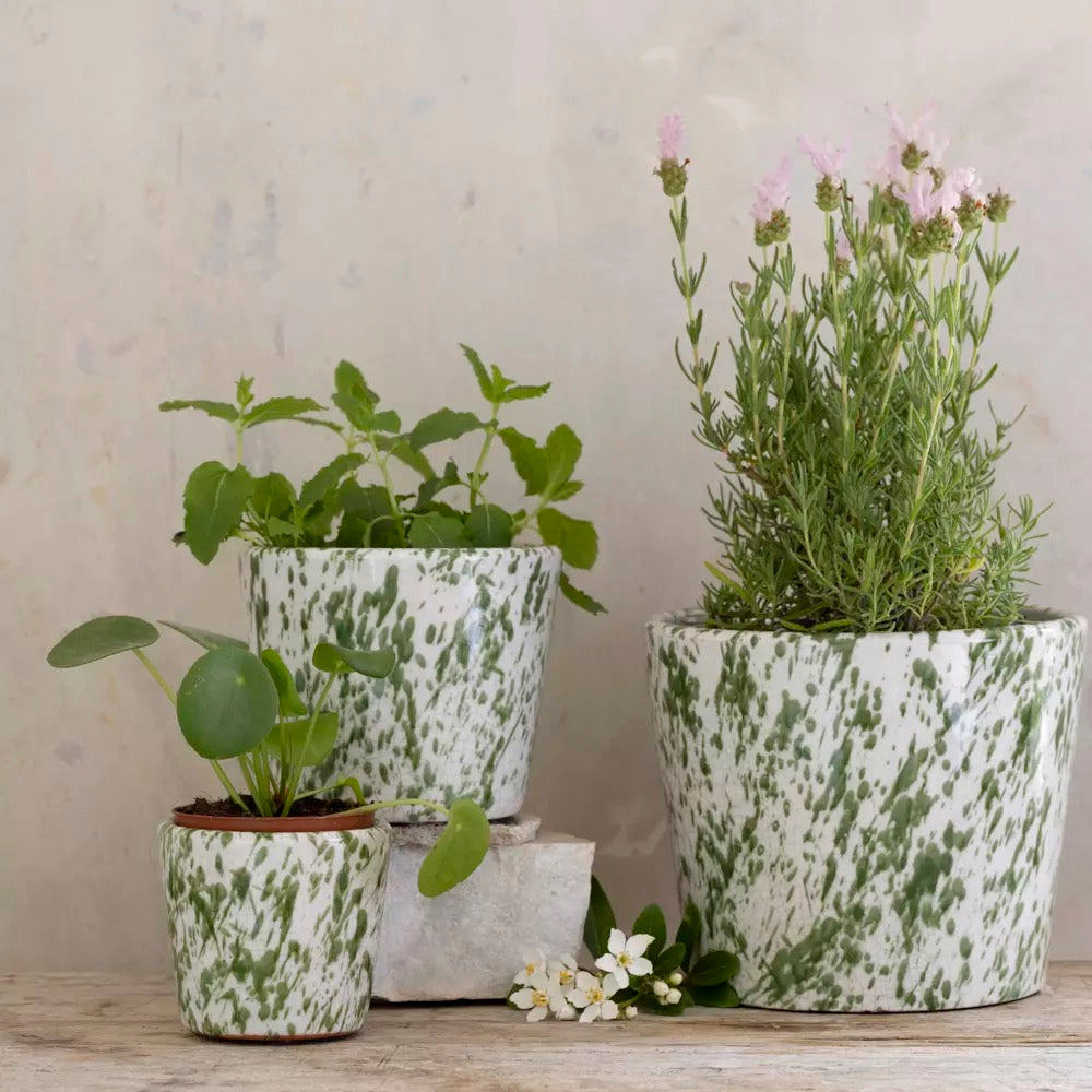 Green Splatter Planter
