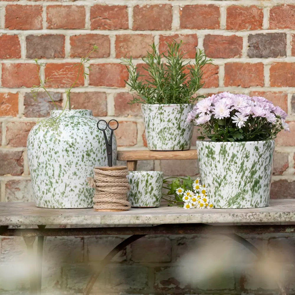 Green Splatter Planter