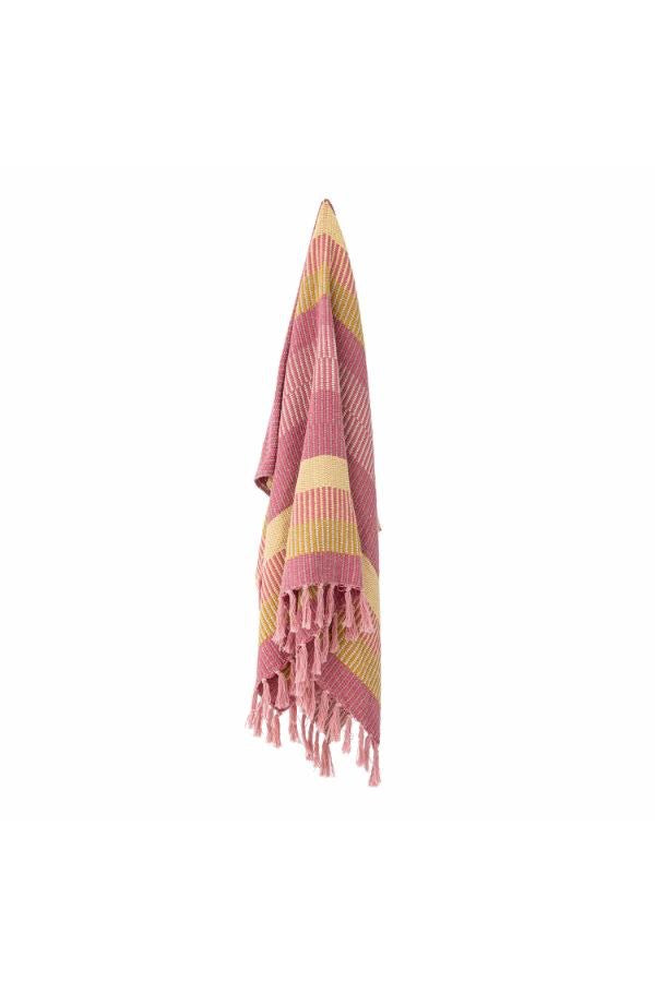Pink and Yellow Striped Cotton Throw & Picnic Blanket