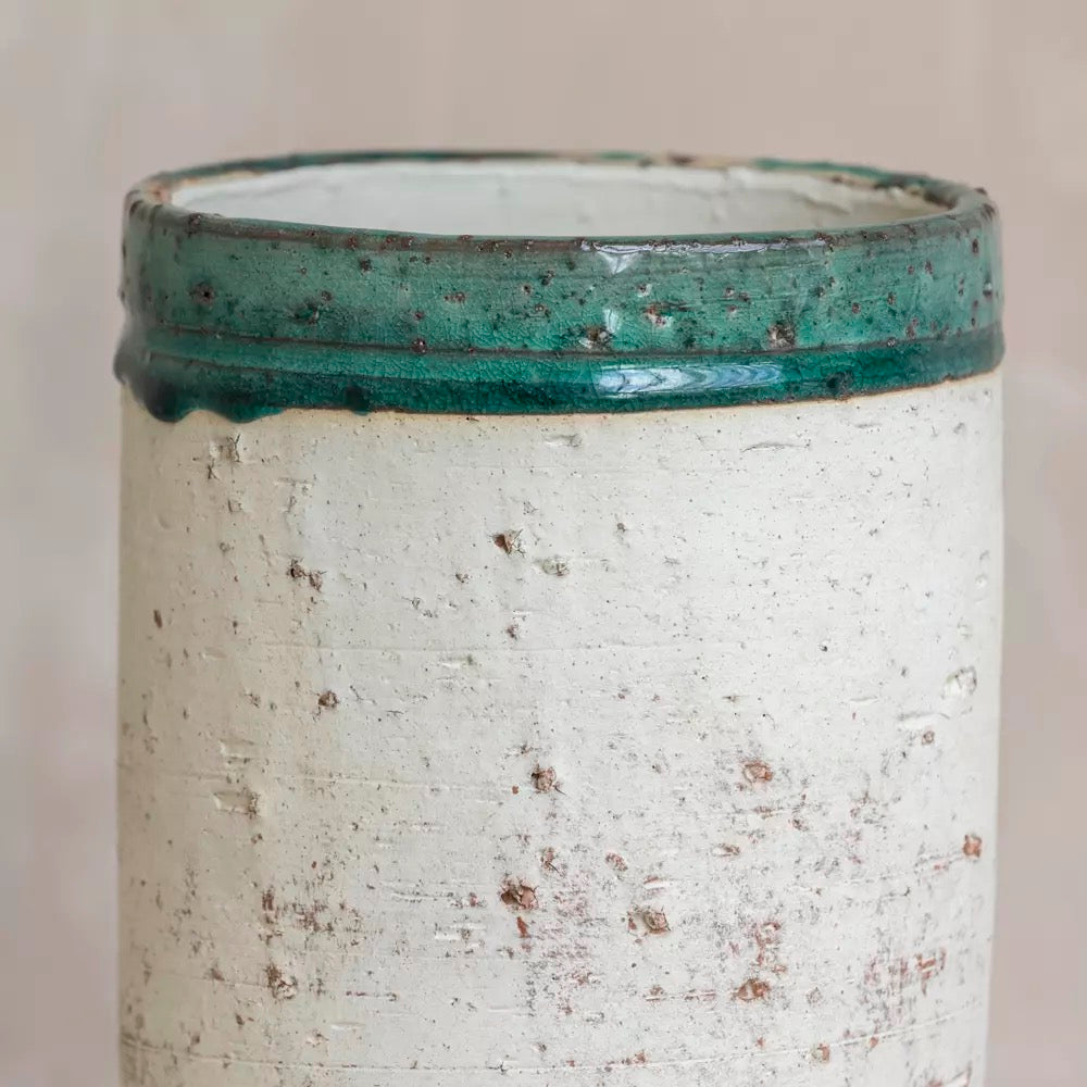 Terracotta Pot with Green Rim
