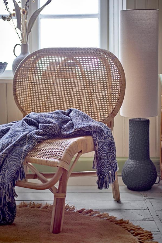 Blue Geometric Cotton Throw & Picnic Blanket