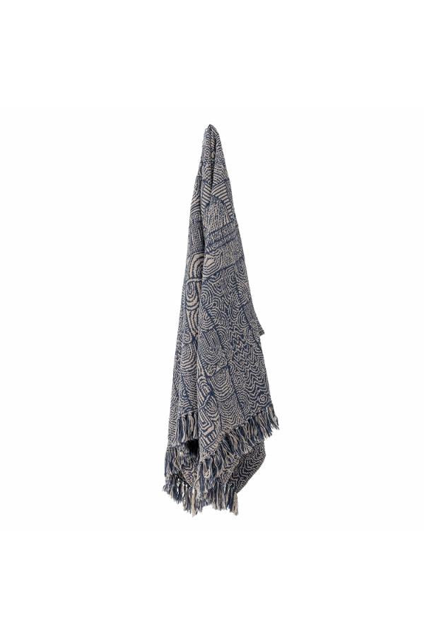 Blue Geometric Cotton Throw & Picnic Blanket