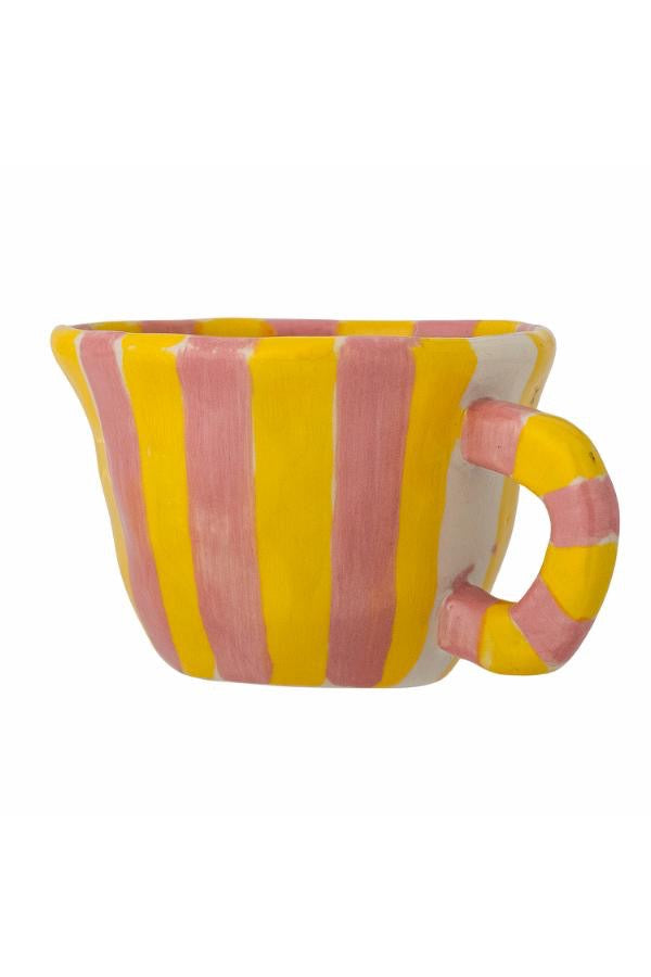 Nini Espresso Cup, Stoneware - Pink & Yellow Stripe