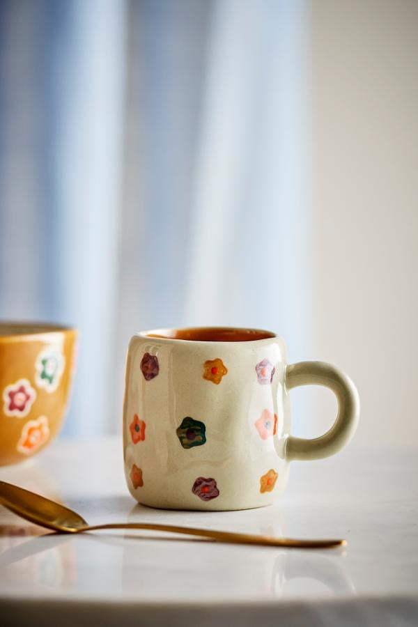 Addy Espresso Cup, Stoneware - White Floral