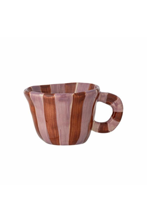 Nini Espresso Cup, Stoneware - Pink & Red Stripe