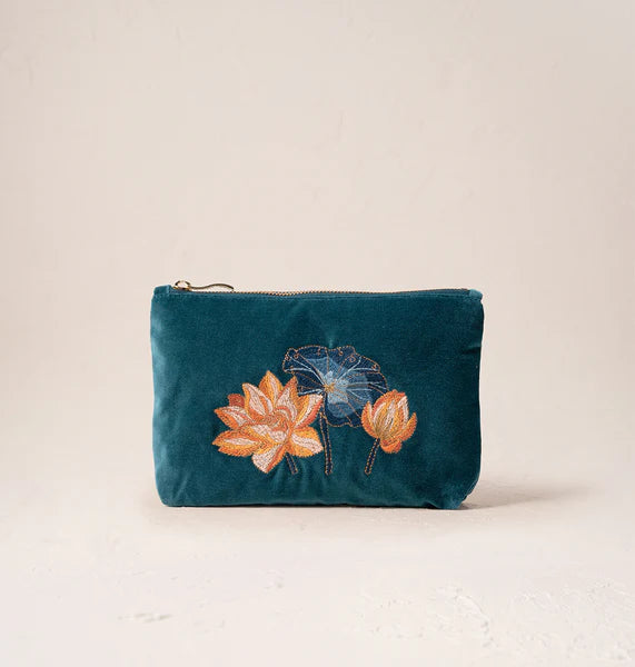 Elizabeth Scarlett Lotus flower Mini Pouch - Rich Blue