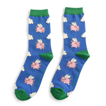  Men's Bamboo Socks Flying Pigs Blue