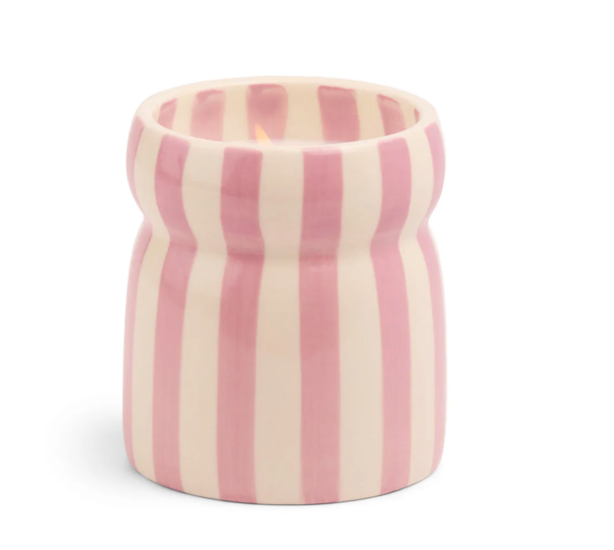 Cabana Lavender Striped Ceramic Candle - Grecian Sand