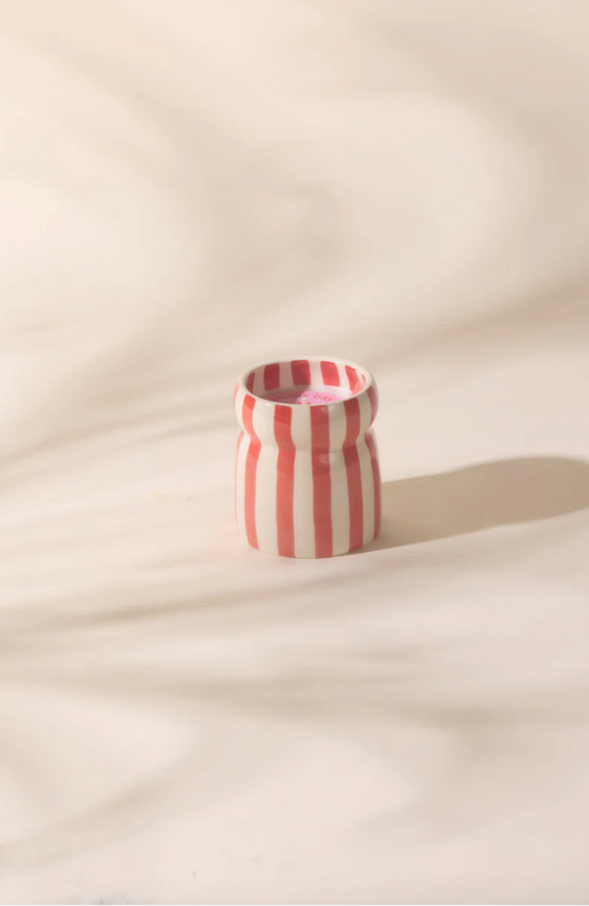 Cabana Red Striped Ceramic Candle - Hibiscus Bay