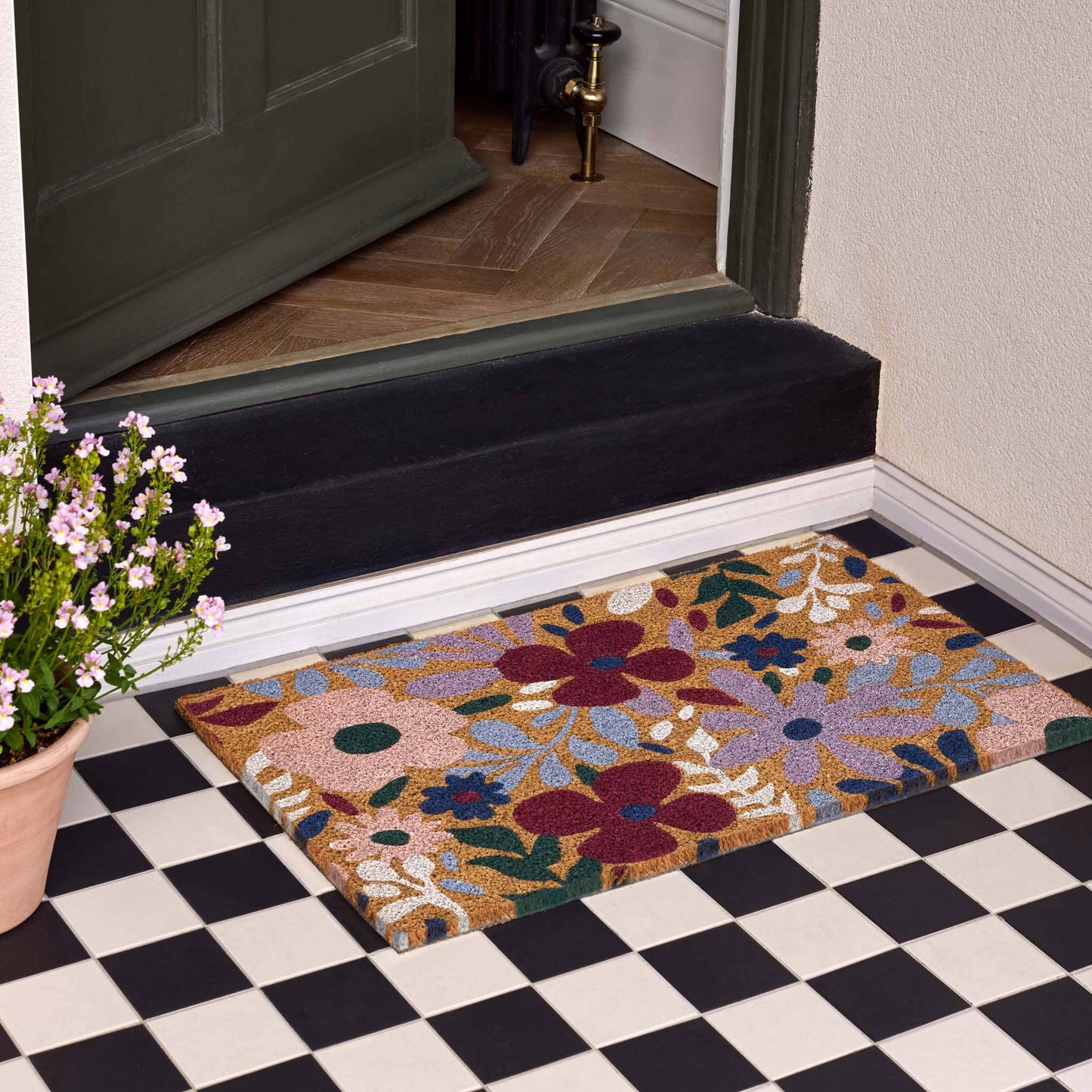 My Mat Printed Coir Wildflower Meadow Doormat: 45x75